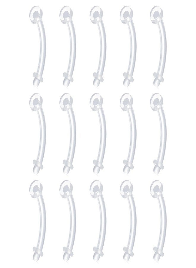 FECTAS 14G Clear Plastic Belly Button Rings, Flexible Curved Barbell Piercing Jewelry for Navel, Eyebrow, Lip, Ear, and Surgery Retainers, 15Pieces - Image 1