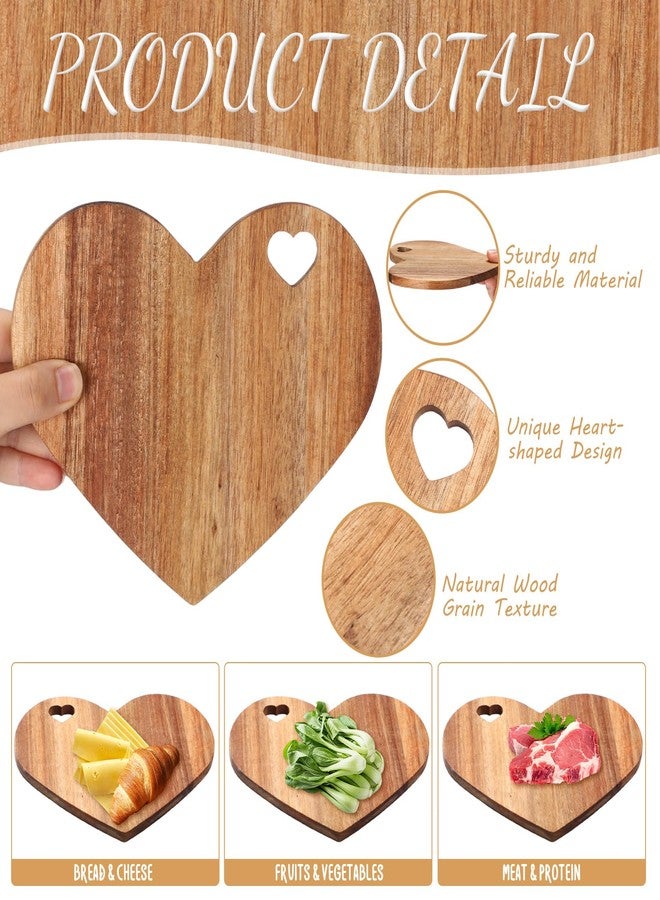 Maxcheck 12 Set Bridal Shower Favors Heart Cheese Board 7 x 5 Inch Mini Charcuterie Boards with Knives Thank You Tags for Wedding/baby Shower Prizes (Brown) - Image 3