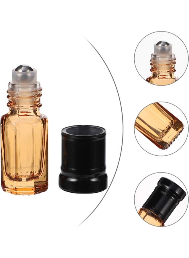 klarako 8pcs 3ml Essential Oil Roller Ball Bottles Brown Glass Roll on Perfume Bottles with Roller Balls Empty Refillable Glass Roller Bottles with Cap for Aromatherapy Lip Gloss - Image 1