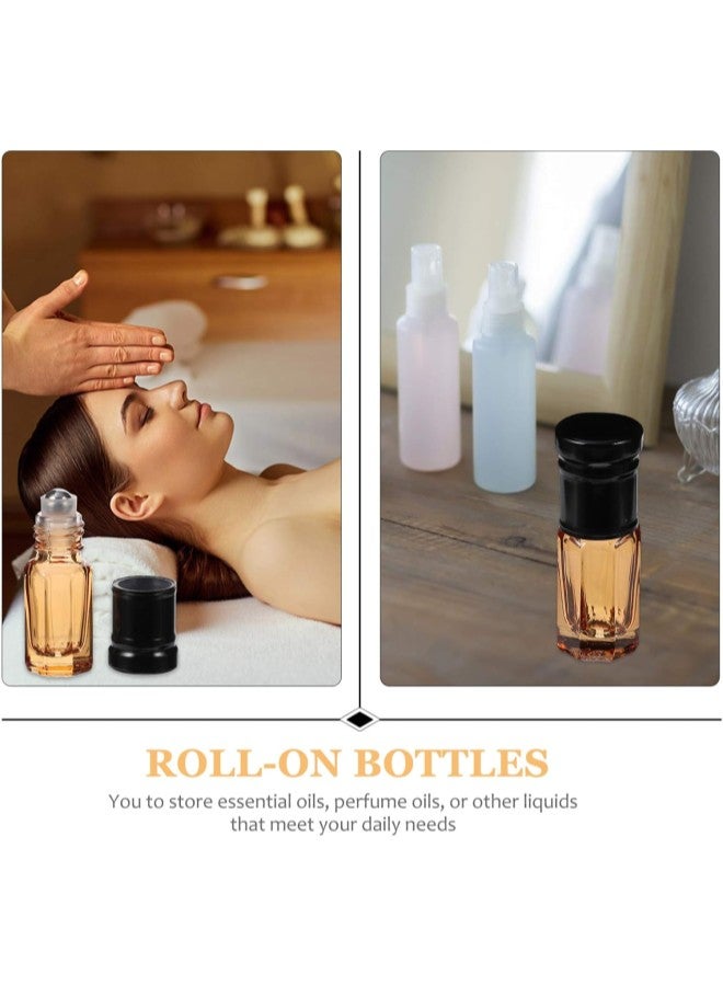 klarako 8pcs 3ml Essential Oil Roller Ball Bottles Brown Glass Roll on Perfume Bottles with Roller Balls Empty Refillable Glass Roller Bottles with Cap for Aromatherapy Lip Gloss - Image 2