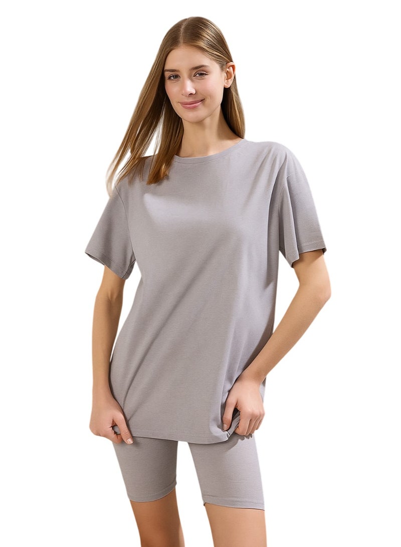 trendyol 100% Cotton Shorts Knitted Pajama Set 