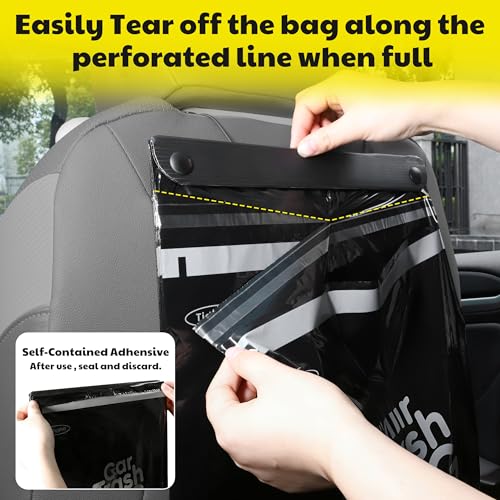 Tidyphil 50 Bags Tidyphil Hanging Car Trash Bags Disposable, Leak-proof, Odor Seal. 2 Gallon Car Garbage Bags. Alternative to Car Trash Can, Easy Stick-On Car Garbage Can for Car,SUV, Truck, Vehicle, Stroller. - Image 4