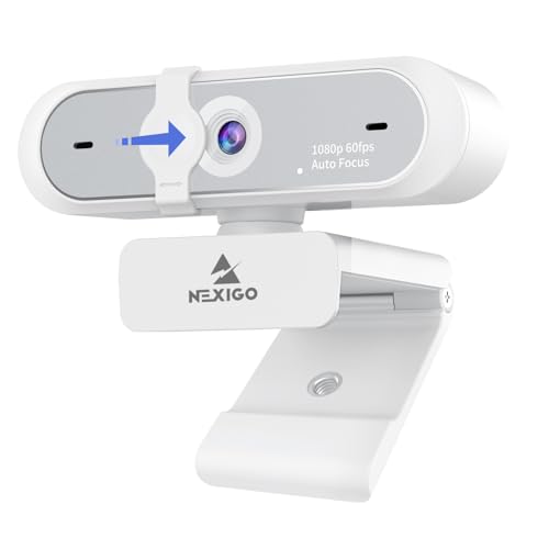 NexiGo N660P Gen 2 1080P 60FPS Webcam with Software Control Dual Microphone Cover Autofocus HD USB Computer Web Camera for OBSZoomSkypeFaceTimeTeamsTwitch White - Image 1