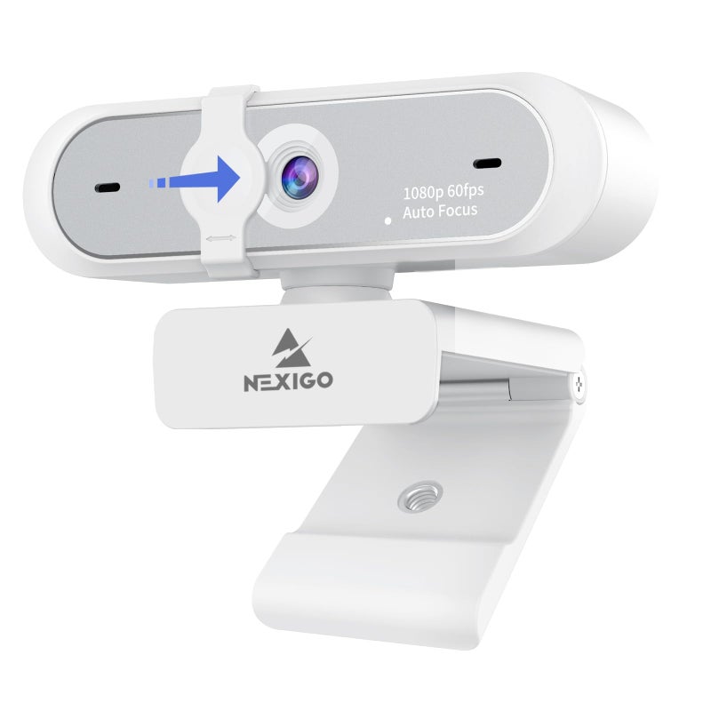 NexiGo N660P Gen 2 1080P 60FPS Webcam with Software Control Dual Microphone Cover Autofocus HD USB Computer Web Camera for OBSZoomSkypeFaceTimeTeamsTwitch White - Image 2