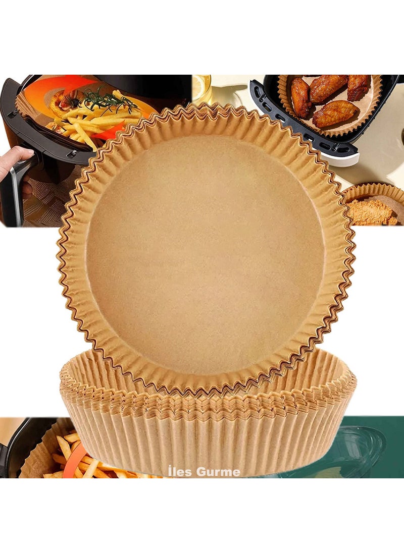 İles Gurme - Iles Gourmet Airfryer Baking Paper XXL 100 Pieces Air Fryer Paper Compatible with Philips Xiaomi Tefal and All Models Large Size Xl-Xxl Base Diameter 20 cm - Image 1