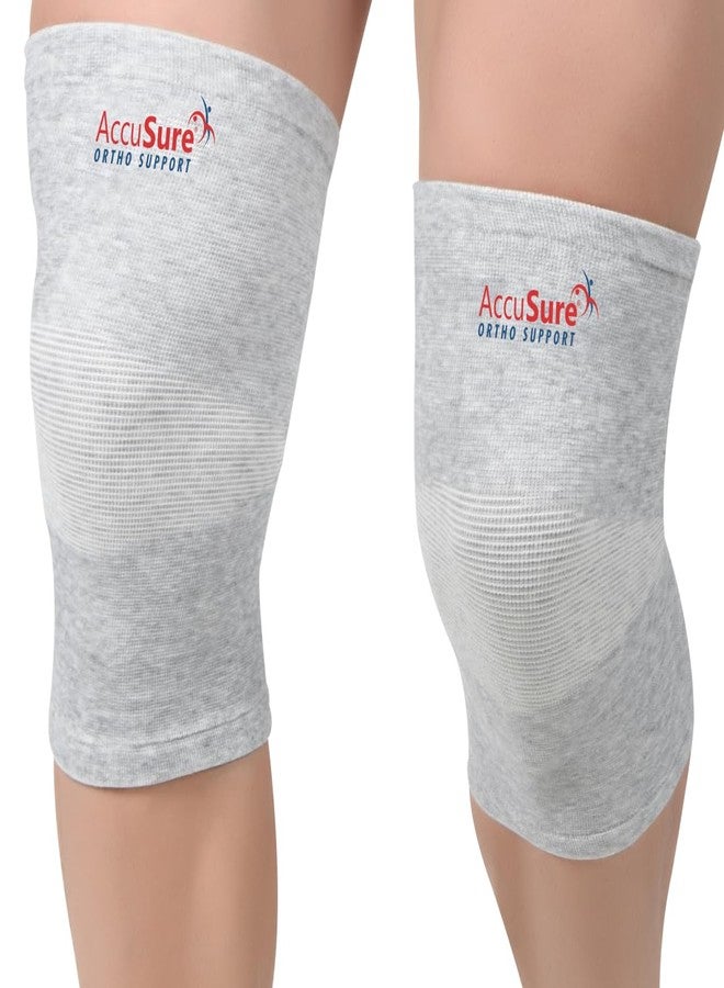 AccuSure زوج من دعامات/أكمام دعم الركبة المصنوعة من خيوط الخيزران لتخفيف آلام العظام من AccuSure، مناسبة للرياضة، ودعم الضغط، والتمارين، والنادي الرياضي، والجري، وركوب الدراجات، ودعامة حماية الركبة للرجال والنساء - مقاس XL - Image 1