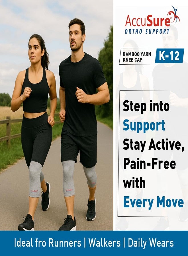 AccuSure زوج من دعامات/أكمام دعم الركبة المصنوعة من خيوط الخيزران لتخفيف آلام العظام من AccuSure، مناسبة للرياضة، ودعم الضغط، والتمارين، والنادي الرياضي، والجري، وركوب الدراجات، ودعامة حماية الركبة للرجال والنساء - مقاس XL - Image 4
