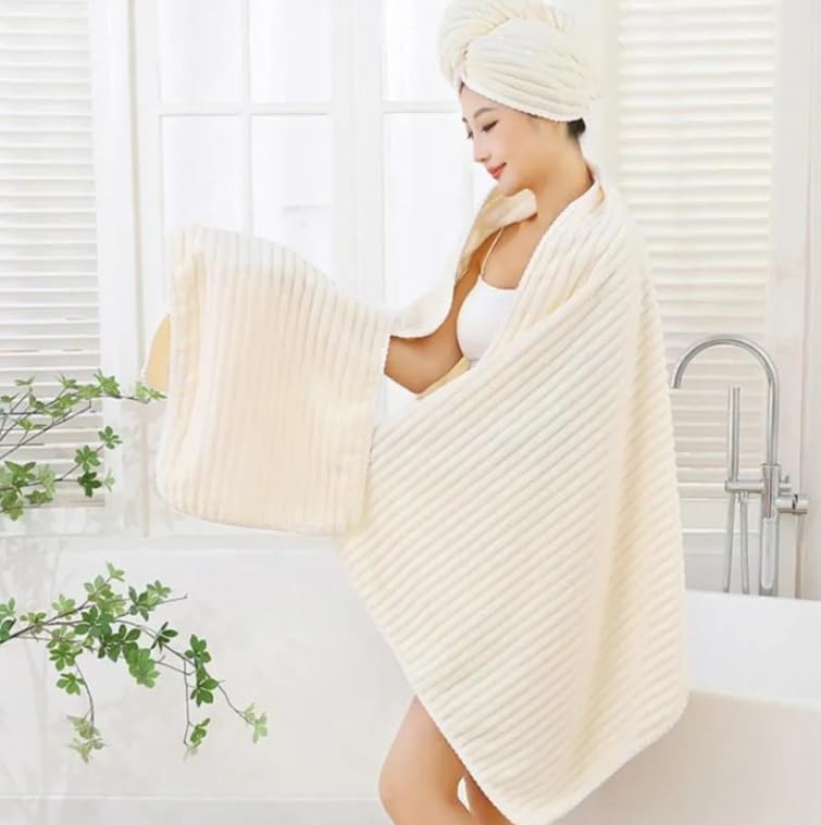 BLISS START 3-Piece Ultra Soft Bath Towel Set, Large Highly Absorbent Microfiber Coral Velvet Towel, Quick Drying for Body, Bathroom, Spa,1 Bath Towels, 1Hand Towels,1 Headscarf,Grey - Multicolour - Image 5