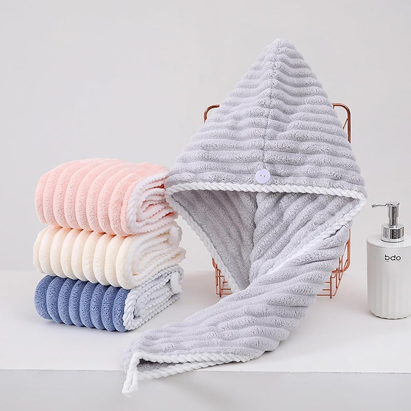 BLISS START 3-Piece Ultra Soft Bath Towel Set, Large Highly Absorbent Microfiber Coral Velvet Towel, Quick Drying for Body, Bathroom, Spa,1 Bath Towels, 1Hand Towels,1 Headscarf,Grey - Multicolour - Image 4