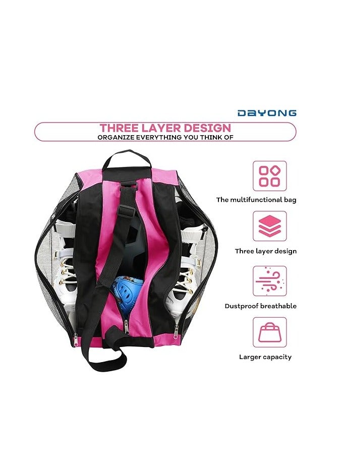 DAYONG حقائب التزلج على العجلات، حقيبة تزلج من قماش أوكسفورد مع حزام كتف قابل للتعديل للأطفال والبالغين، حقيبة تزلج بسعة كبيرة لأحذية التزلج، خوذة وغيرها من ملحقات التزلج - Image 4