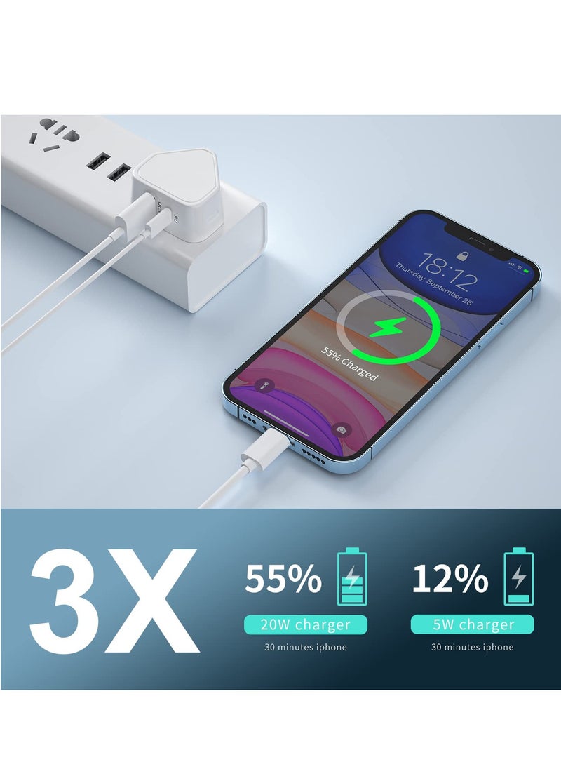 SYOSI USB C Plug Fast Charge Plug, 20W USB Type C and USB Wall Plug Power Adapter UK Fast Charging for iPhone 14/14 Pro/14 Pro Max/13/13 Pro/13 Pro Max/12/12 Pro/12 Pro Max/11/11 Pro,iPad,Samsung  - Image 2
