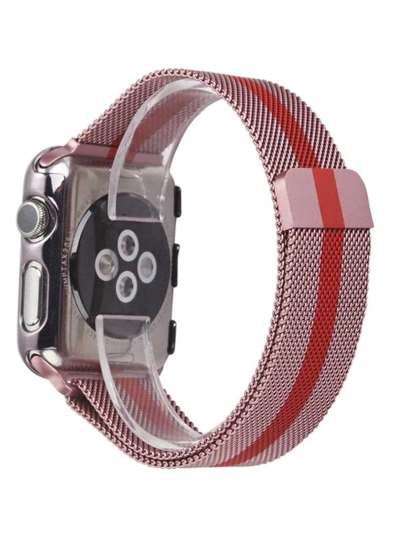 Alyashmac Replacement Band For Apple iWatch Series 5/4/3/2/1 38-40mm Rose Gold/Red - Image 1