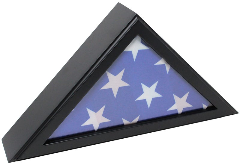 Smashed Banana American Flag Black Display Case  Wood Frame Fits 5x95 Folded Flag  Veteran Burial Memory  Glass Front 