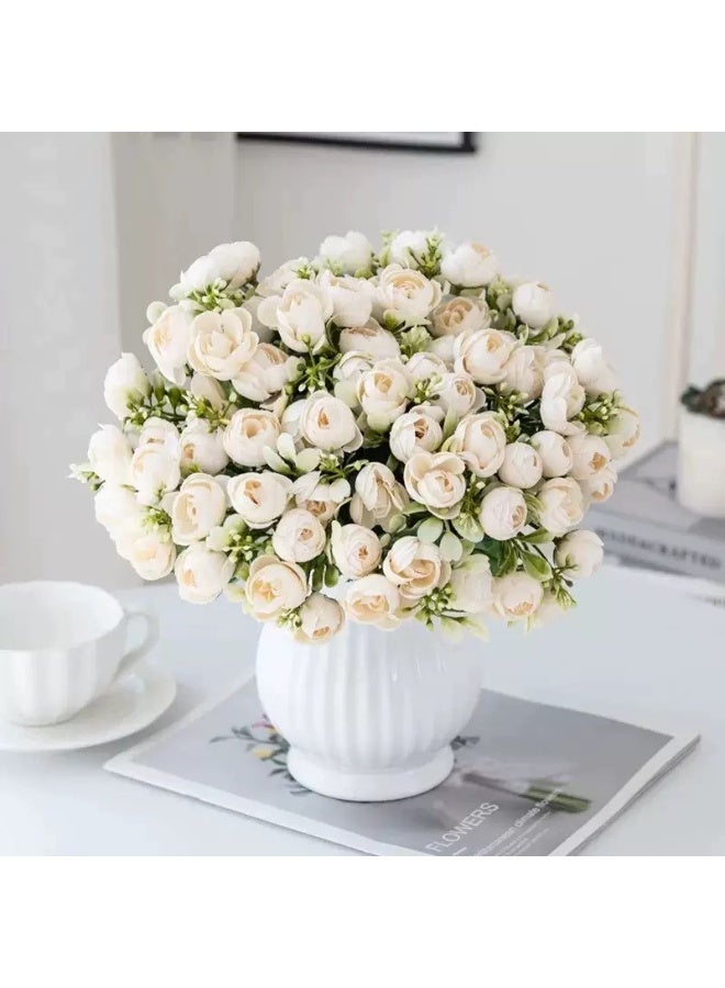 Artificial Flower Camellia Peony Flowers for Wedding Bouquets and Decorations Pack of 2 30 Flowers - Image 1