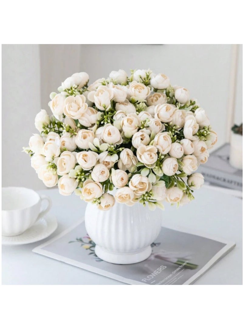 Artificial Flower Camellia Peony Flowers for Wedding Bouquets and Decorations Pack of 2 30 Flowers - Image 2
