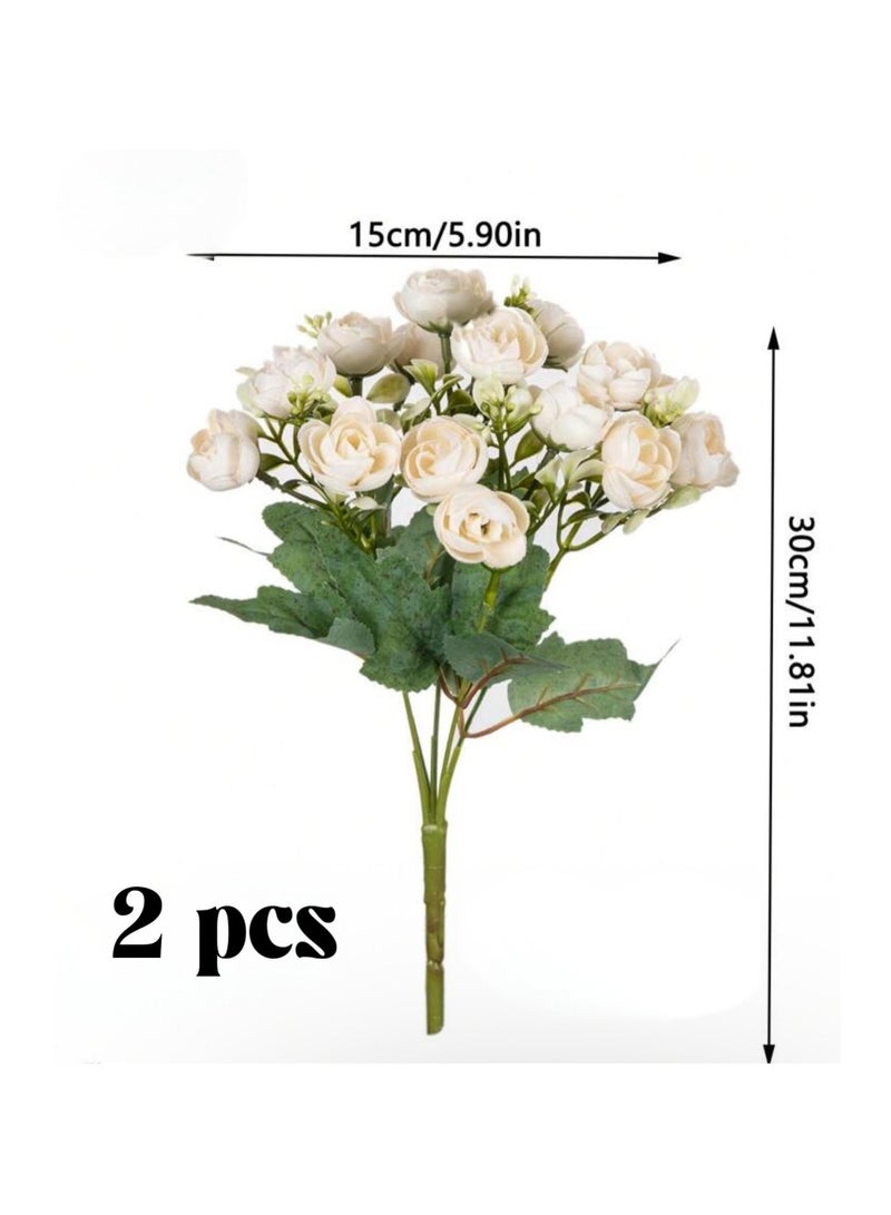 Artificial Flower Camellia Peony Flowers for Wedding Bouquets and Decorations Pack of 2 30 Flowers - Image 3