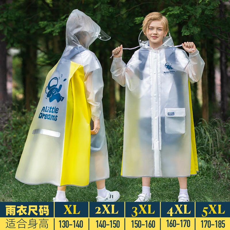 Children'S Raincoat For Students, Boys And Girls, Waterproof Full Body Style With School Bag, Medium And Large Kidsren'S School Poncho - Image 1