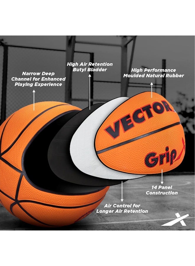 Vector X GRIPX 14 Panel Cellular Basketball – Size 5, Indoor/Outdoor Training & Match Ball, Orange, Durable & High Bounce - Image 2