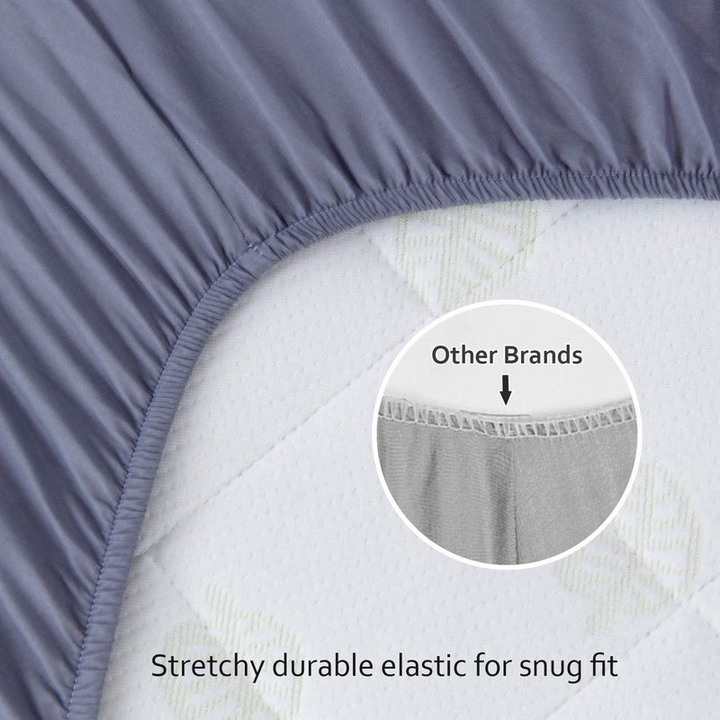 Biloban Crib Sheets and Waterproof Crib Mattress Protector 4 Pack Set,Waterproof Crib Sheets Mattress Pad Cover for Baby Boys and Girls, Grey&Navy - Image 5
