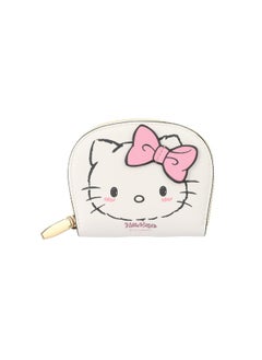 Miniso MINISO Hello Kitty Pink Bow Coin Purse (White) – Small and Cute Zipper Pouch for Coins, Keys, and Small Accessories 