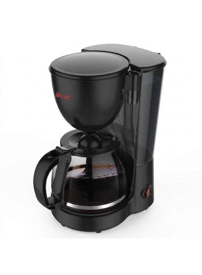 Oscar 1.25L Coffee Maker | 600W Drip Coffee Machine with Anti-Drip Function, Nylon Filter Funnel, Glass Carafe & Boil Dry Protection – Black | OCM125D - 2 Year Warranty