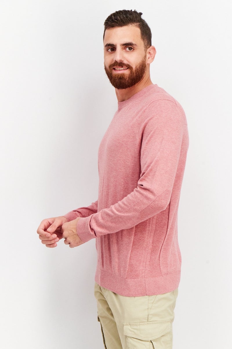 SELECTED Men Crew Neck Textured Long Sleeve Sweatshirt, Pink - Image 2