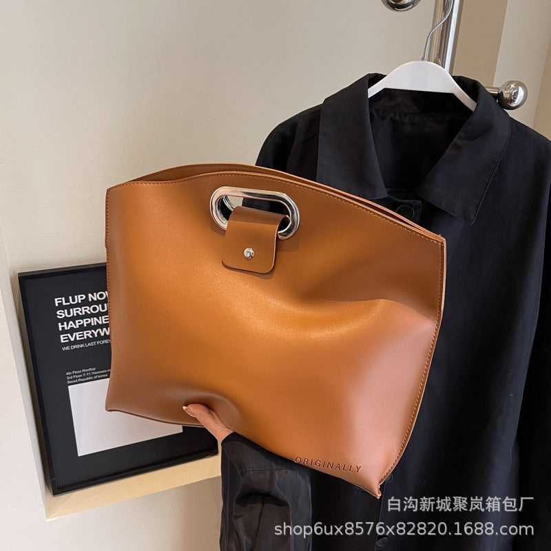 Casual Textured Tote Bag For Women Trendy Fashion Large-Capacity Clutch Bag For Work And Work Clothing Satchel Briefcase - Image 2