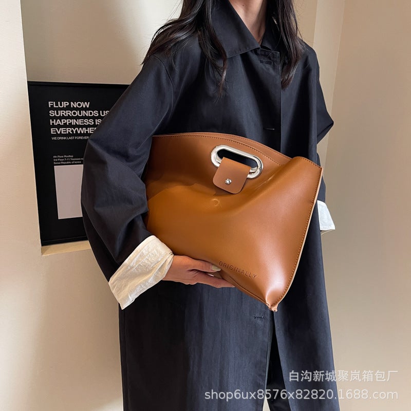 Casual Textured Tote Bag For Women Trendy Fashion Large-Capacity Clutch Bag For Work And Work Clothing Satchel Briefcase - Image 4