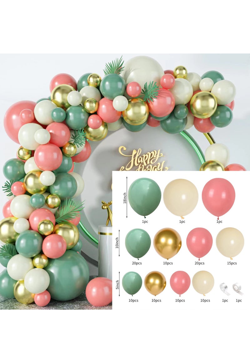 120pcs Sage Green Balloon Garland Arch Kit with White Gold Confetti Latex Balloons and Retro Green Balloon Set for Wedding Birthday Balloons Baby Shower Engagement Decorations - Image 4