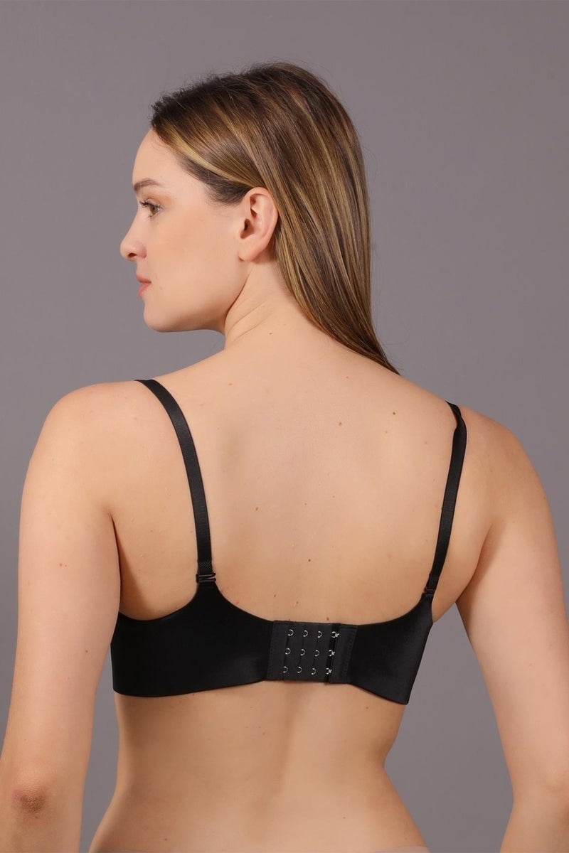 Cotonhause Women's Lotus Laser Cut Push-Up Black Bra 336045  - Image 3