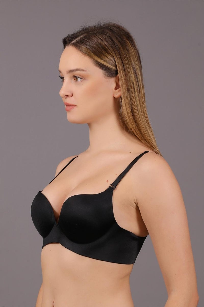Cotonhause Women's Lotus Laser Cut Push-Up Black Bra 336045  - Image 4