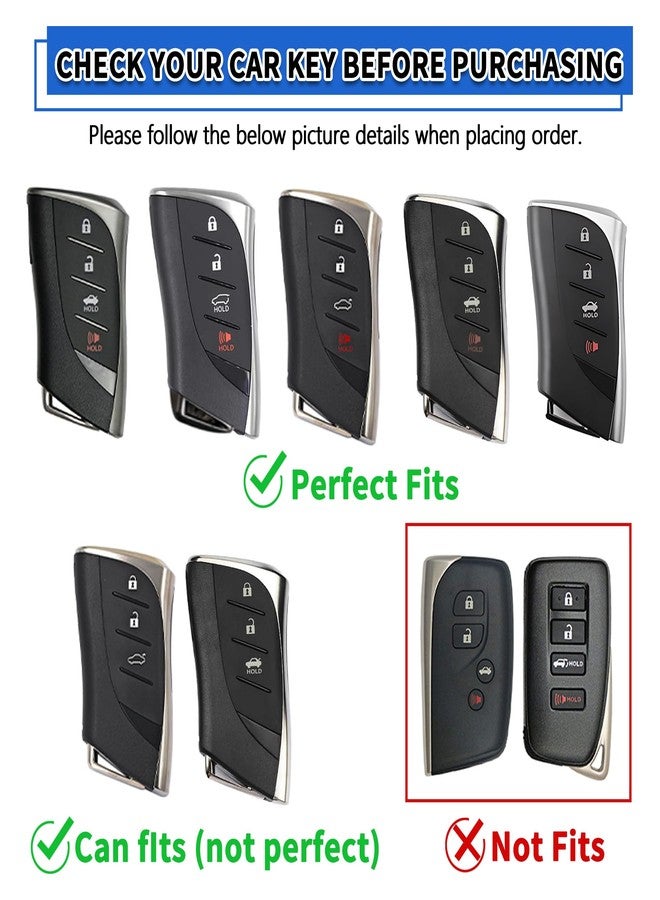 تومال غطاء مفتاح سيارة لكزس من قطعتين من TOMALL مع سلسلة مفاتيح، غطاء مفتاح من مطاط السيليكون بأربعة أزرار متوافق مع سيارات لكزس GX ES LC LS UX موديلات 2020-2022 و NX RC موديل 2022، أسود - Image 2