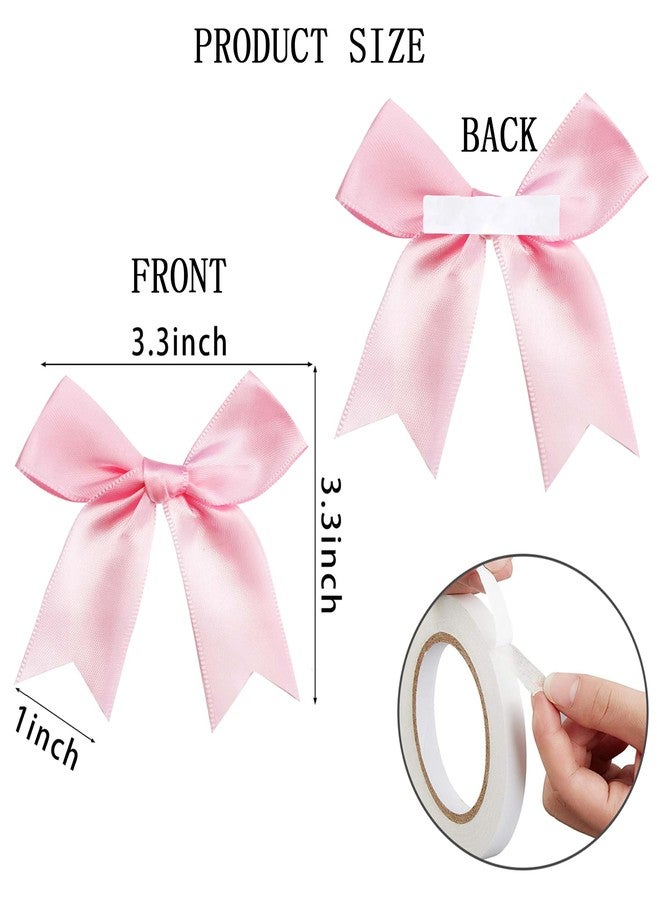 Amstorer 50 Pieces Gift Wrap Bows Premium Satin Ribbon Bows 3.3 Inch Craft Bows for Gift Wrapping DIY Treat Bags Holiday Gifts Bag Party Decorations, Wedding Decor Christmas Birthday Presents (Light Pink) - Image 2