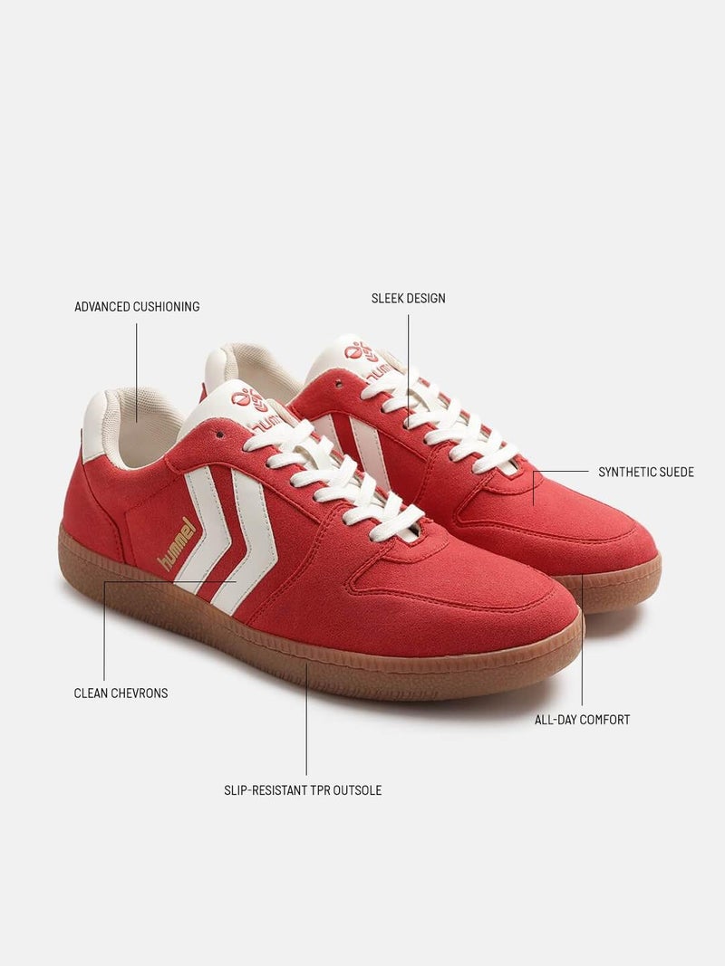 hummel Classic Verve Casual Lace-up Sneaker for Men Enhanced Comfort with Cushioned Insole and Slip-Resistant - UK 6 Red/White - Image 4