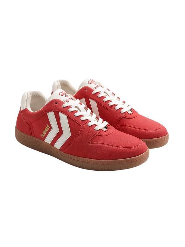 hummel Classic Verve Casual Lace-up Sneaker for Men Enhanced Comfort with Cushioned Insole and Slip-Resistant - UK 6 Red/White - Image 1