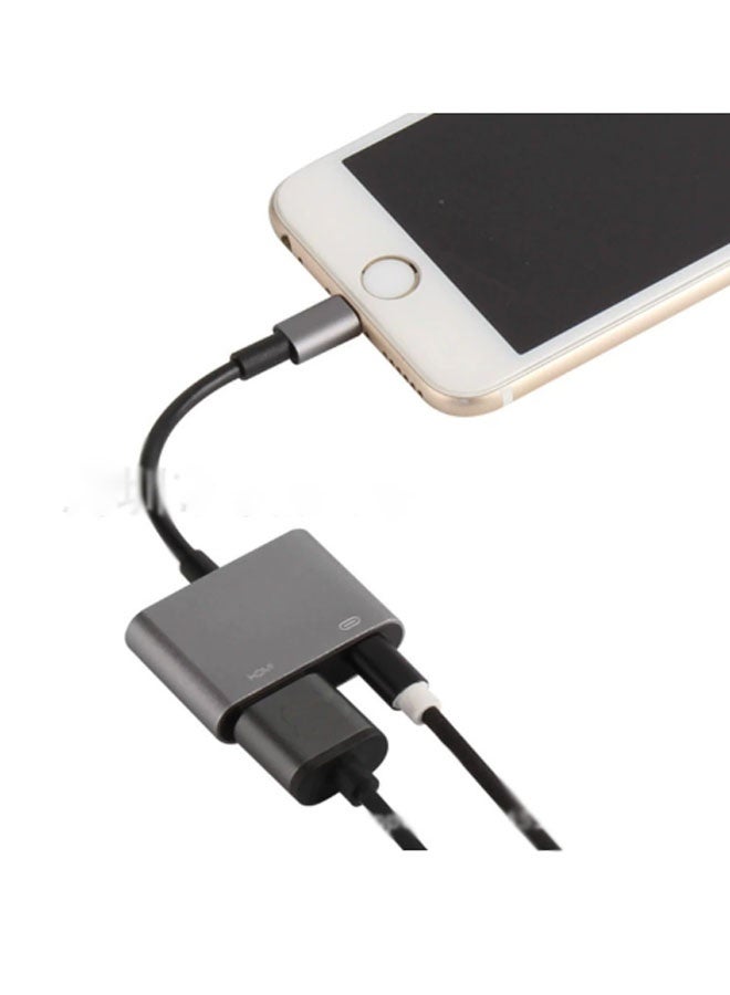 CX Aluminum Alloy Housing Lightning to TV Phone Tablet HDMI High Definition Digital AV Adapter (No Power Required) Video Audio Sync Screen Connector Compatible with Projector Displays (Gray) - Image 3