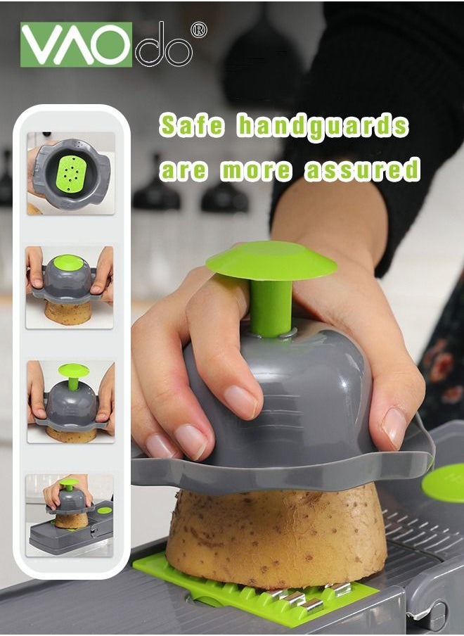 VAOdo - 14 In 1 Vegetable Chopper Adjustable Multifunctional Food Chopper with Container Onion Carrot Salad Chopper Grey - Image 1