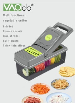 VAOdo 14 In 1 Vegetable Chopper Adjustable Multifunctional Food Chopper with Container Onion Carrot Salad Chopper Grey  - Image 3