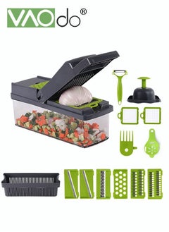 14 In 1 Vegetable Chopper Adjustable Multifunctional Food Chopper with Container Onion Carrot Salad Chopper Grey