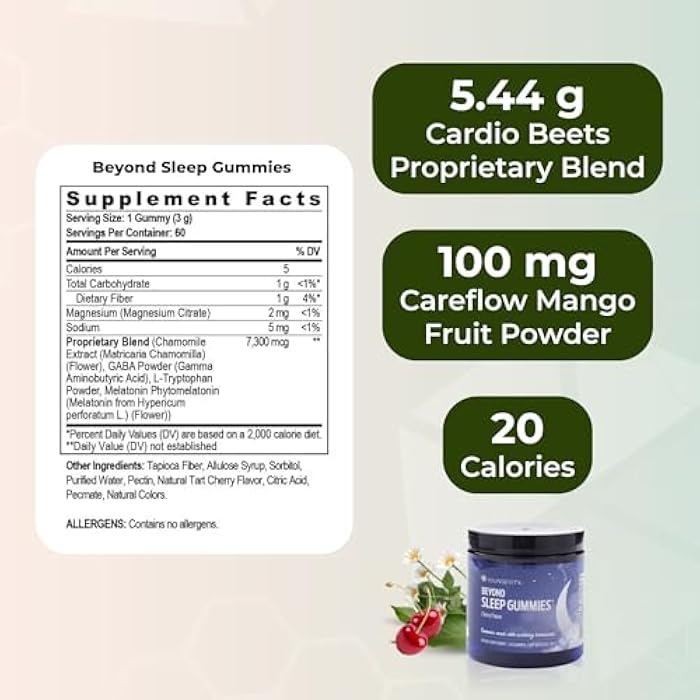 Youngevity Beyond Sleep Gummies – Plant-Derived Melatonin, GABA, L-Tryptophan, Chamomile – Supports Restful Sleep and Relaxation – Tart Cherry Flavor – 60 Vegan, Sugar-Free Gummies - Image 3