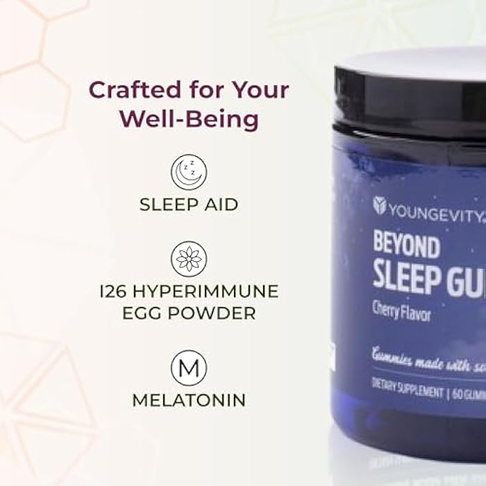 Youngevity Beyond Sleep Gummies – Plant-Derived Melatonin, GABA, L-Tryptophan, Chamomile – Supports Restful Sleep and Relaxation – Tart Cherry Flavor – 60 Vegan, Sugar-Free Gummies - Image 5