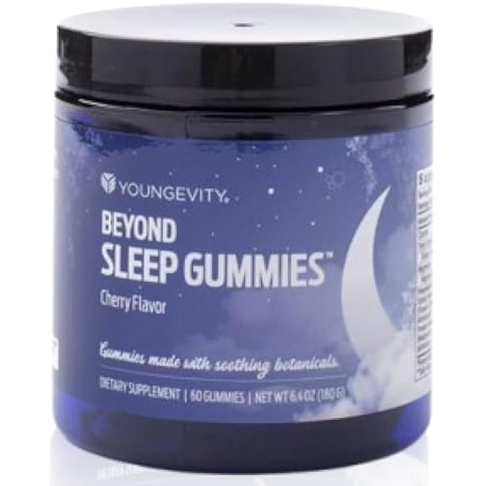 Youngevity Beyond Sleep Gummies – Plant-Derived Melatonin, GABA, L-Tryptophan, Chamomile – Supports Restful Sleep and Relaxation – Tart Cherry Flavor – 60 Vegan, Sugar-Free Gummies - Image 1