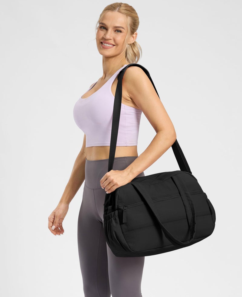 Uselike Gym Bag for Women, Travel Duffle Bags with Wet Pocket, Lightweight Carry on Bag Overnight Weekender Duffel Bag, Water Resistant (Black) - Image 2