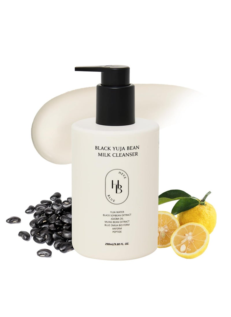 HEVEBLUE - Black Yuja Bean Milk Cleanser  Sensitive Skin Korean Skincare Vegan Hypoallergenic Moisturizing Hydrating First Facial Cleansing Cleansing Milk KBeauty - Image 1