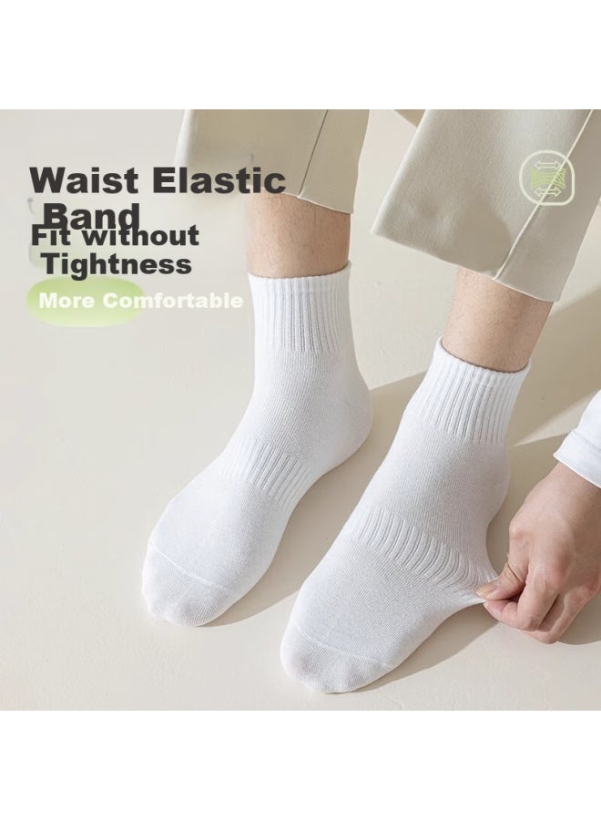 Me Feeling Men's Summer Anti-odor Solid Color Cotton Socks Sports 7a Antibacterial Casual Socks 5 Pairs Pack - Image 2