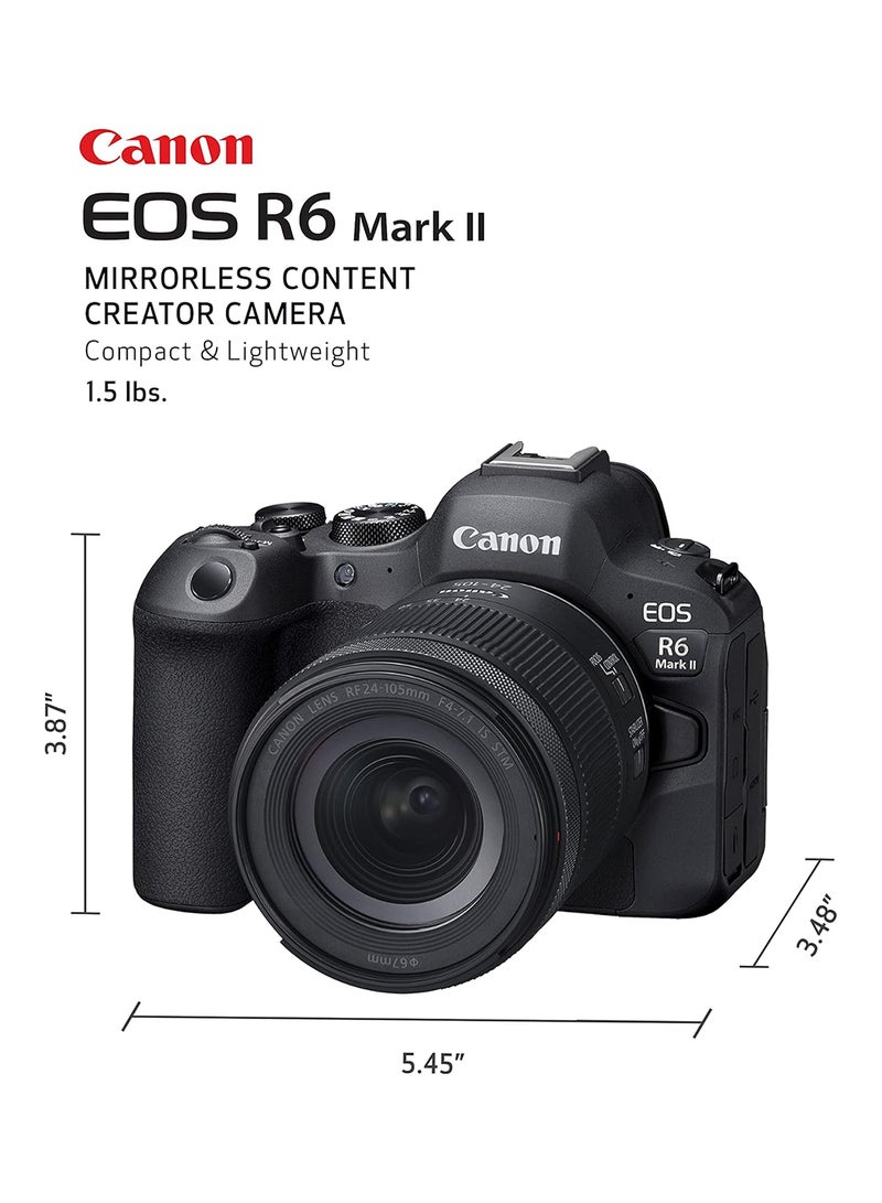 كانون كاميرا EOS R6 Mark II مع عدسة RF24-105mm F4-7.1 STM باللون الأسود - Image 2