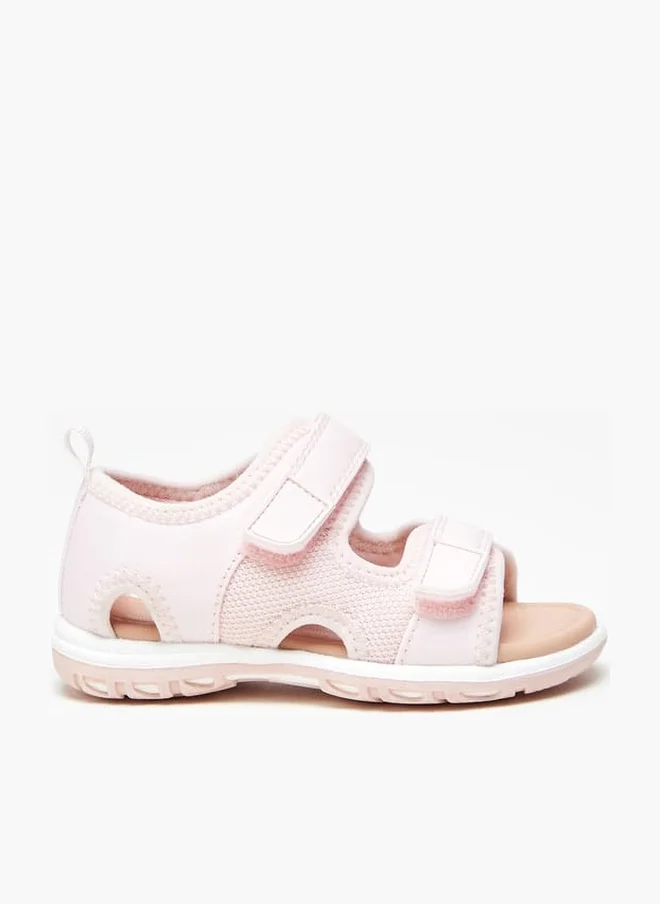Barefeet Girls Textured Sandals with Hook and Loop Closure