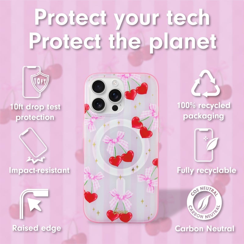 Sonix Phone Case for iPhone 16 Pro Max | Compatible with MagSafe | 10ft Drop Tested | Coquette Cherries - Image 4
