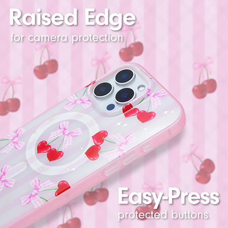 Sonix Phone Case for iPhone 16 Pro Max | Compatible with MagSafe | 10ft Drop Tested | Coquette Cherries - Image 5