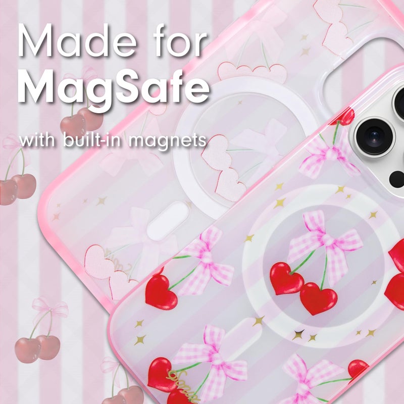 Sonix Phone Case for iPhone 16 Pro Max | Compatible with MagSafe | 10ft Drop Tested | Coquette Cherries - Image 3